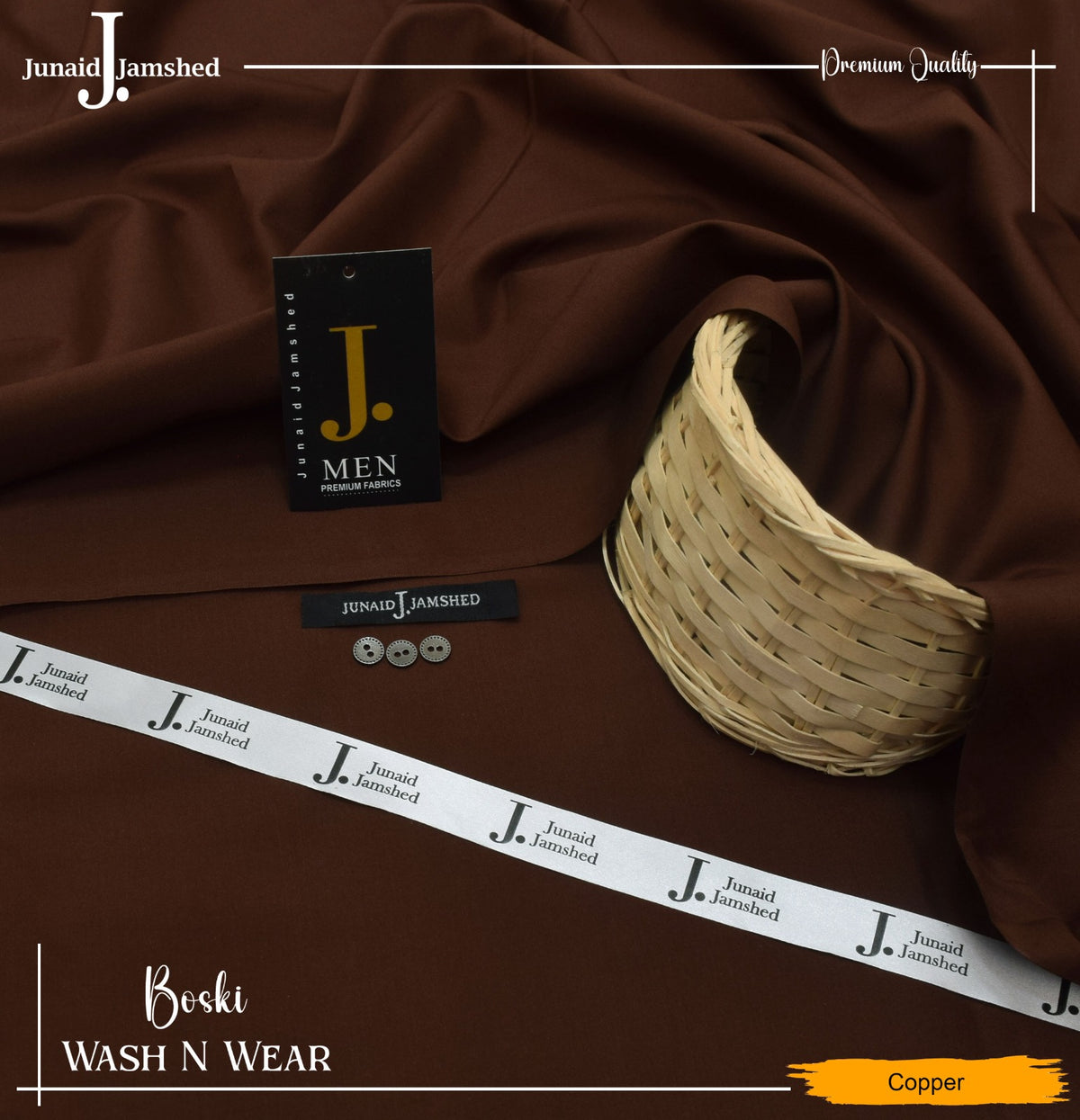 J. Junaid Jamshed wash and Wear Booski - rust brown