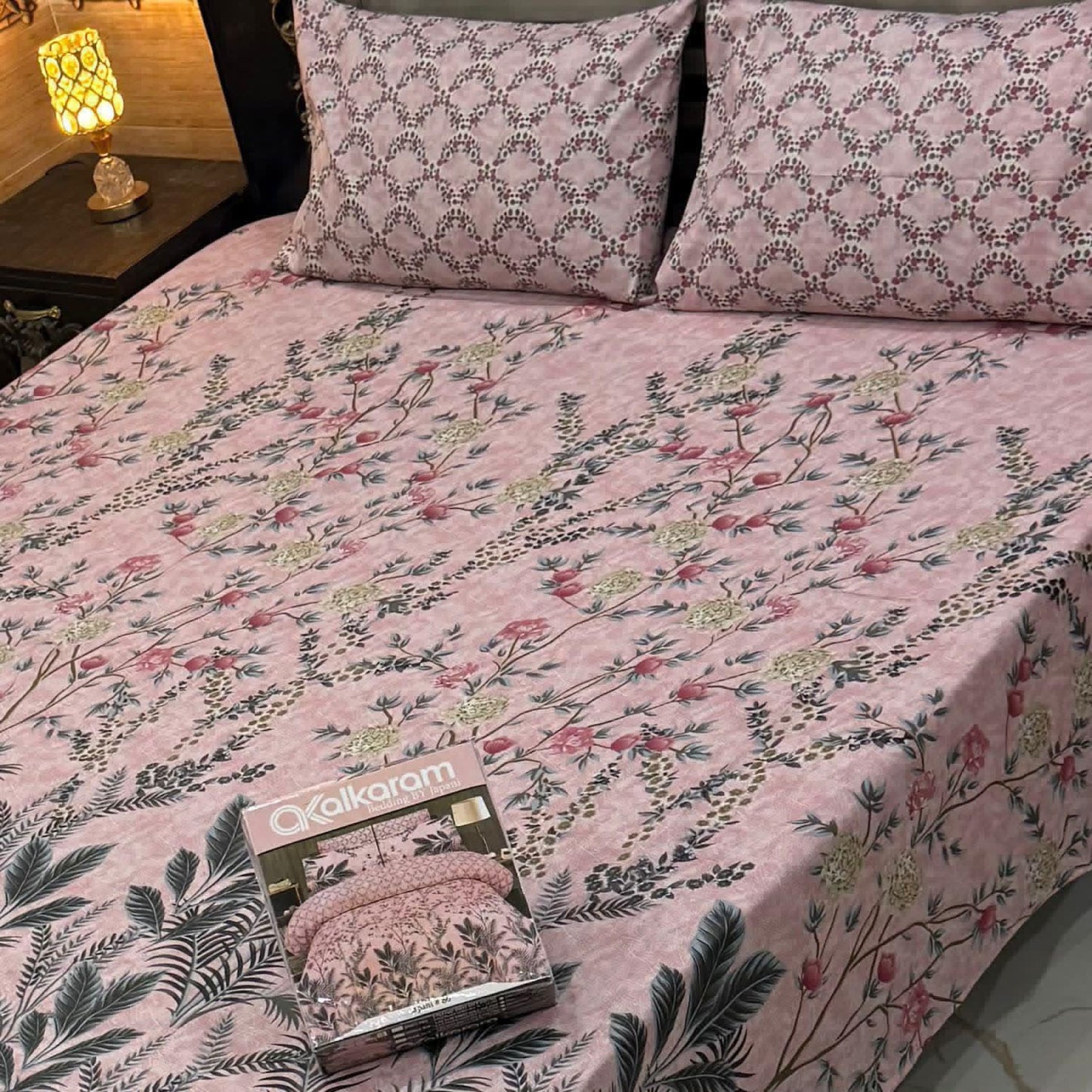 Al karam 3 Pcs Bedsheet - Peach Petal