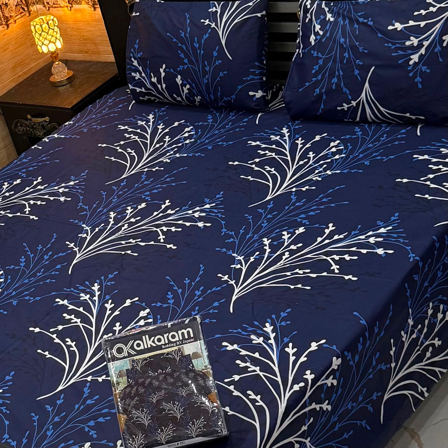 Al karam 3 Pcs Bedsheet - Sapphire