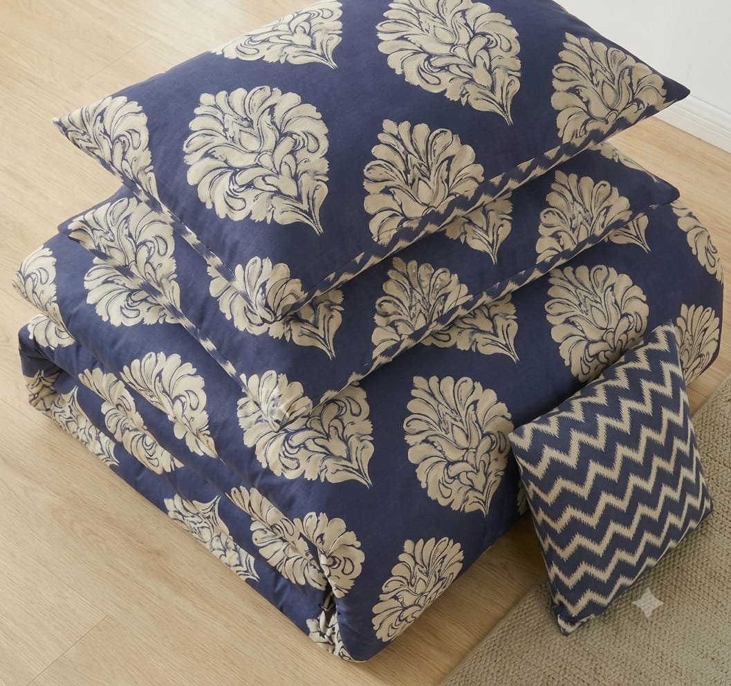 7 Pcs Quilted Comforter Set - Teal Tropics