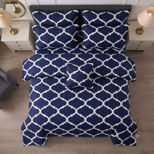 7 Pcs Quilted Comforter Set - Blueline