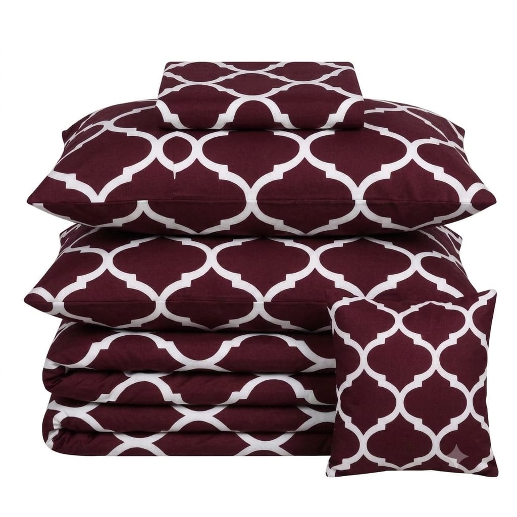 7 Pcs Quilted Comforter Set - Maroon