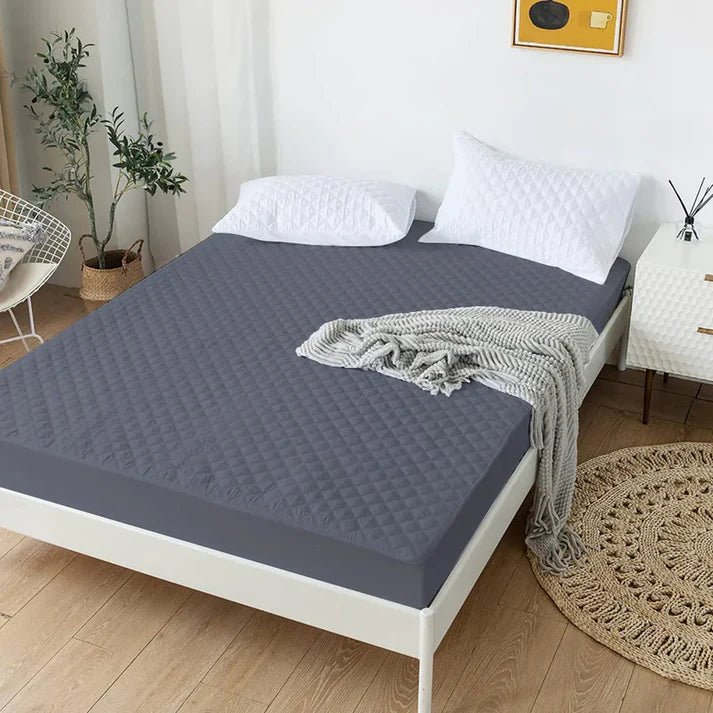 Cotton Quilted Waterproof Mattress Cover | Black Color | for Kids Adults, Washable Hypoallergenic Mattresses cover Fit Up To 6-12 inch Deep Pocket Queen & King Size