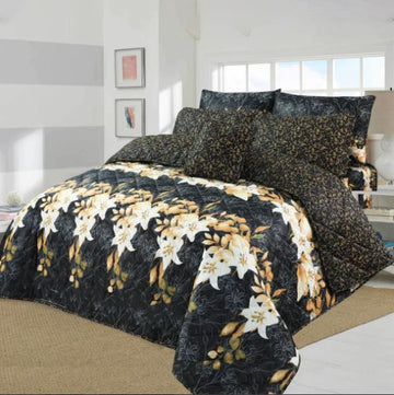 7 Pcs Quilted Comforter Set – Black Pendant
