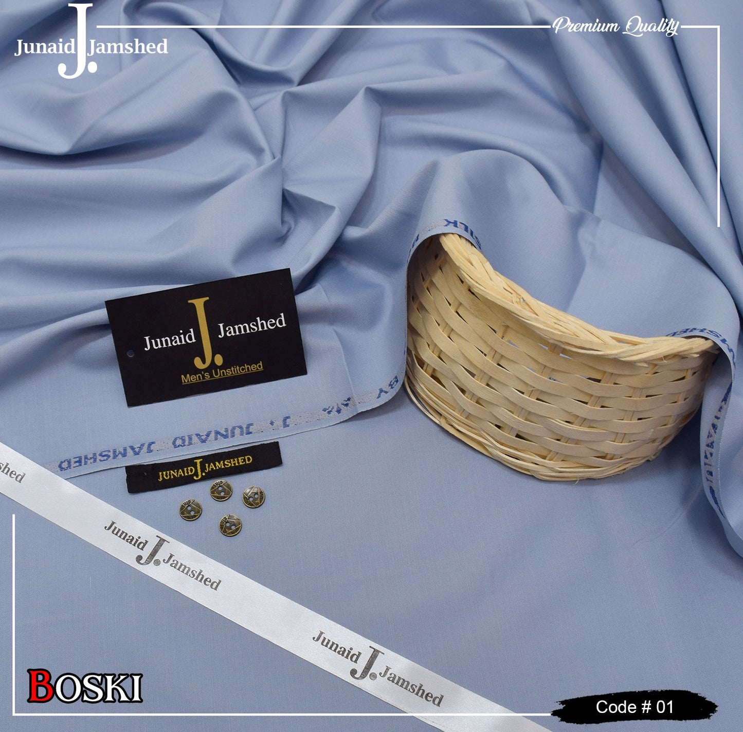 J. Junaid Jamshed wash and Wear Booski - Metallic Grey