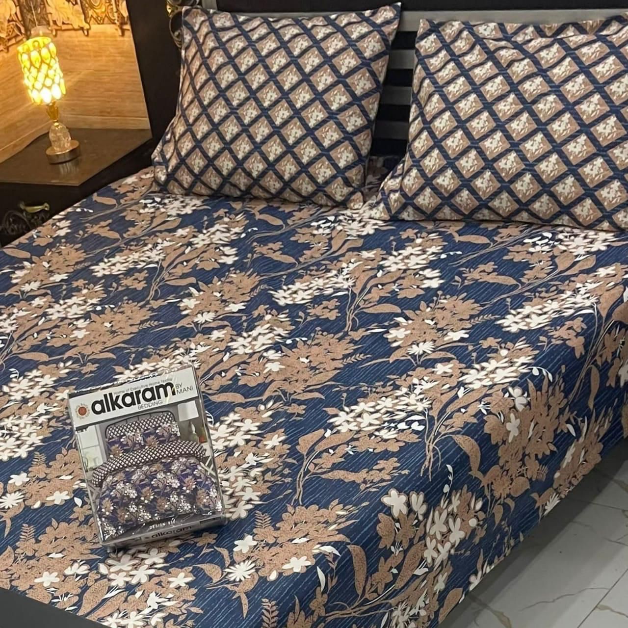 Al karam 3 Pcs Bedsheet - Royal Navy