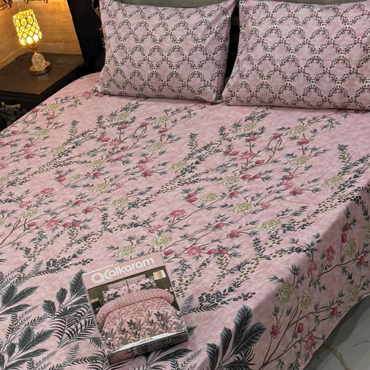 Al karam 3 Pcs Bedsheet - Peach Petal