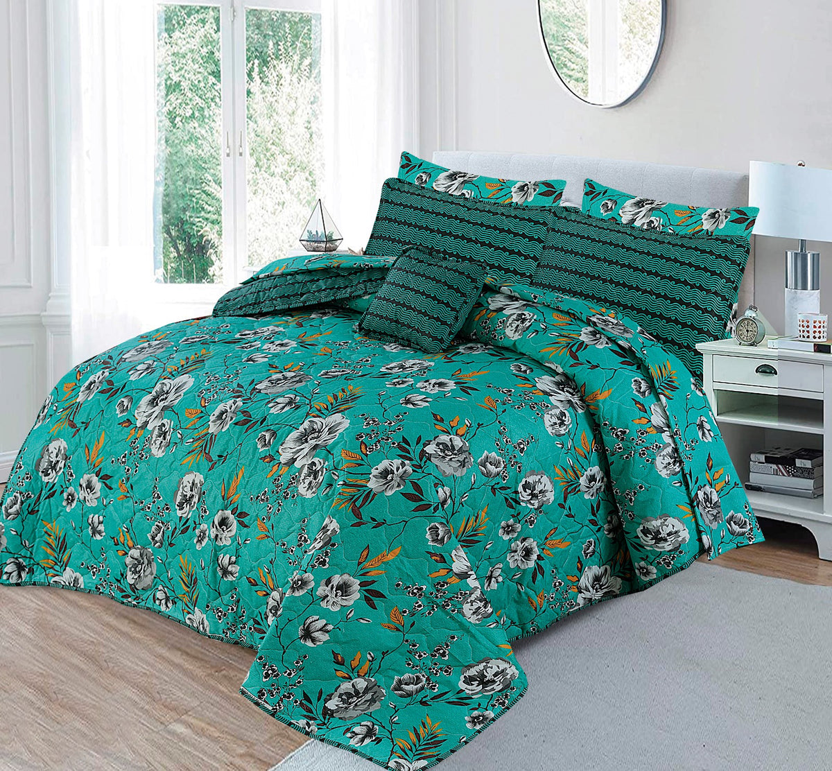 4 Pcs Quilted Comforter Set – 018