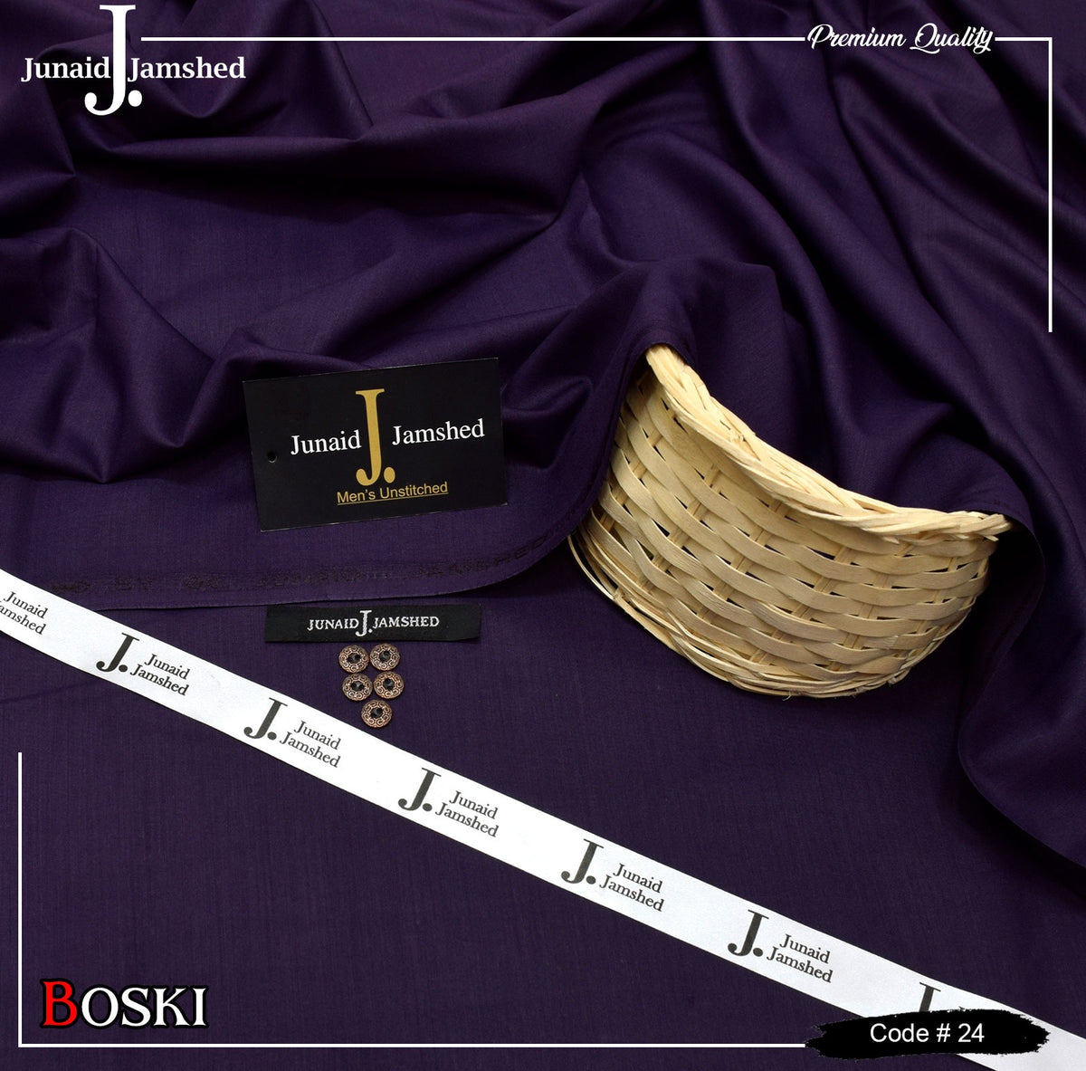 J. Junaid Jamshed wash and Wear Booski - Dark Purple