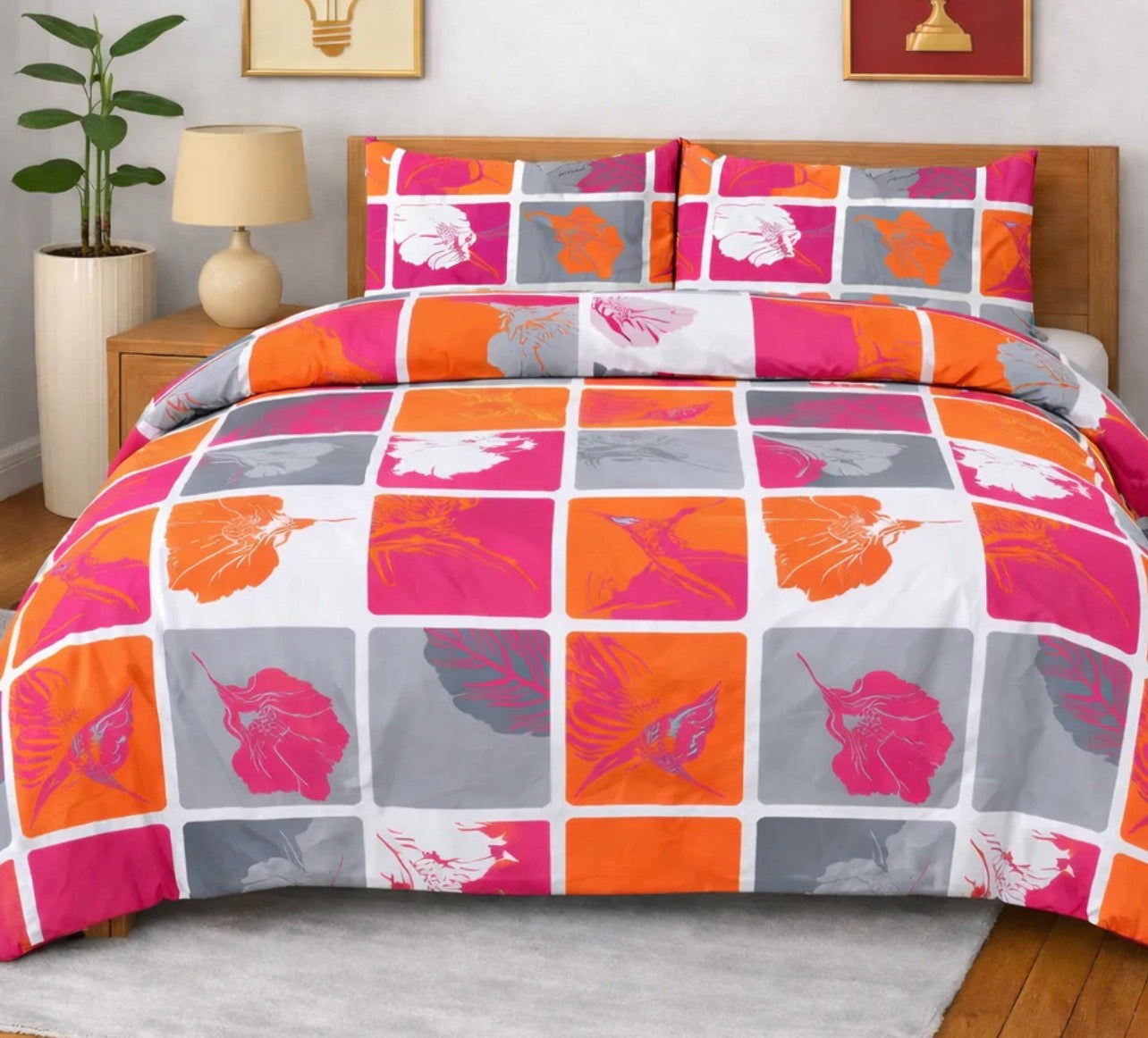 Al karam 3 Pcs Bedsheet - Slate Geometric