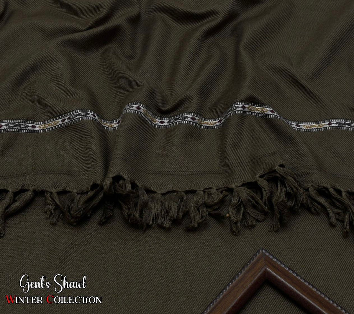Mens Winter Wool shawl-olive