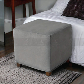 Square Elastic Velvet Puffy Cover (Grey Color)