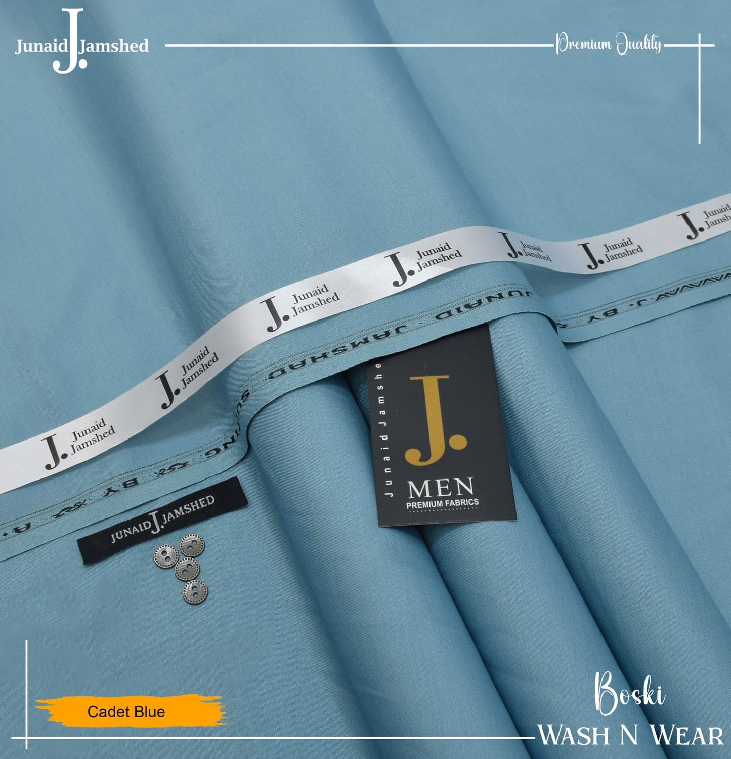 J. Junaid Jamshed wash and Wear Booski - Denam blue
