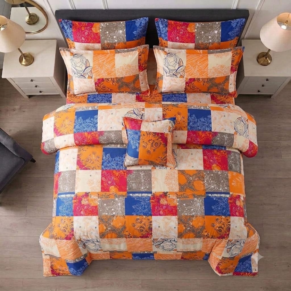 7 Pcs Quilted Comforter Set - MultiBox