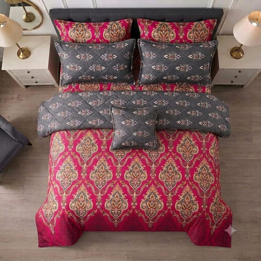 7 Pcs Quilted Comforter Set - jhumka