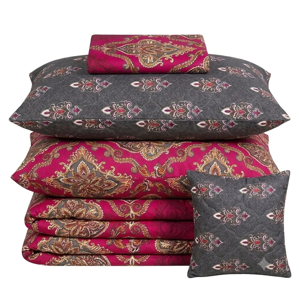 7 Pcs Quilted Comforter Set - jhumka