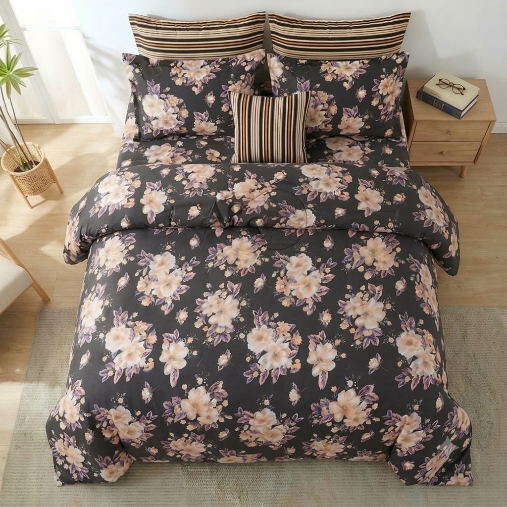 7 Pcs Quilted Comforter Set - Snow