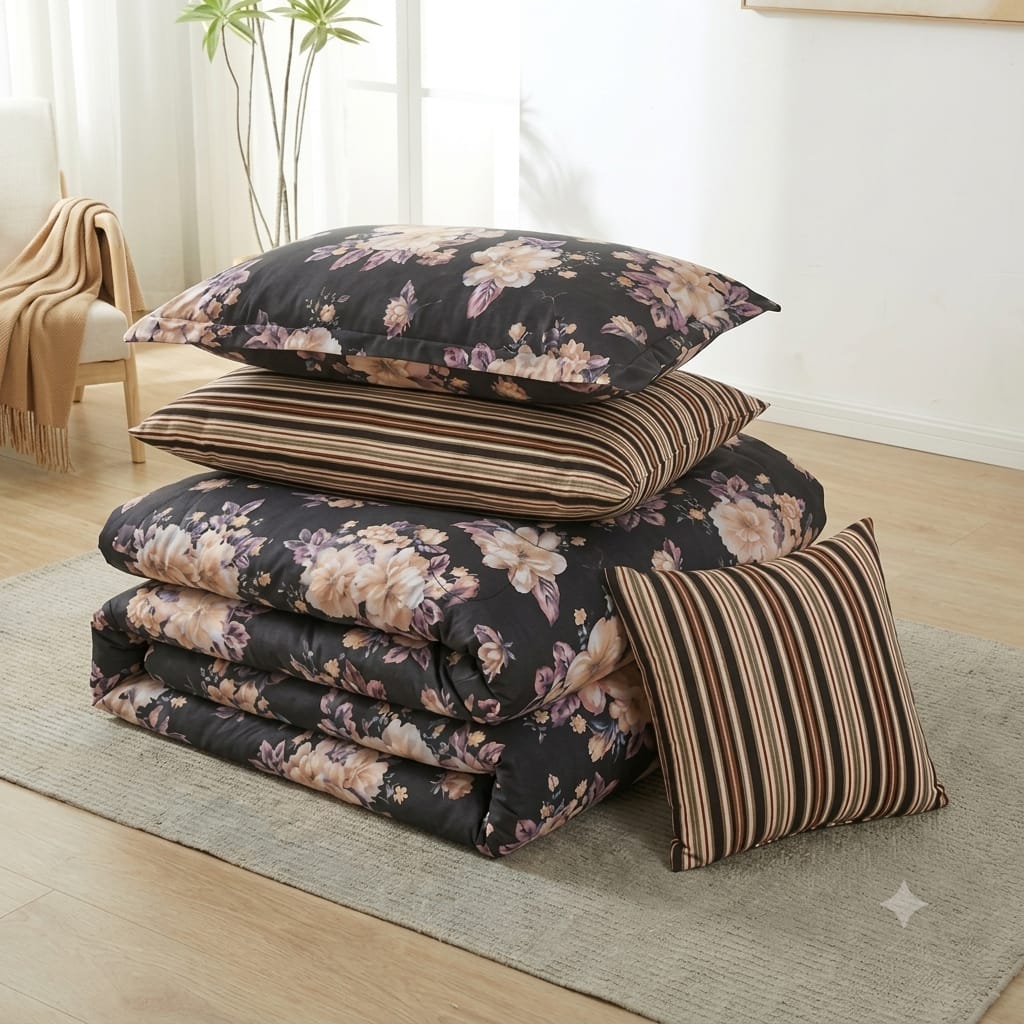 7 Pcs Quilted Comforter Set - Snow