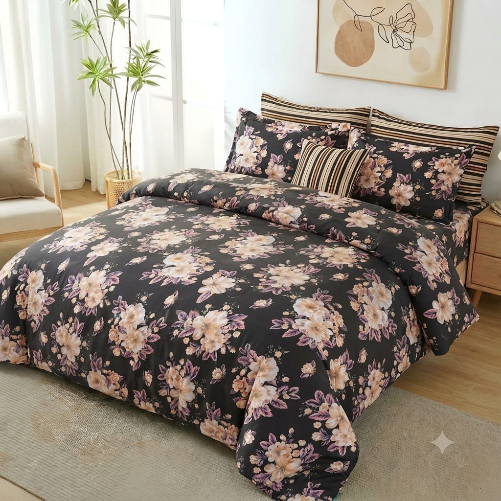 7 Pcs Quilted Comforter Set - Snow