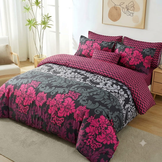 7 Pcs Quilted Comforter Set - Flower