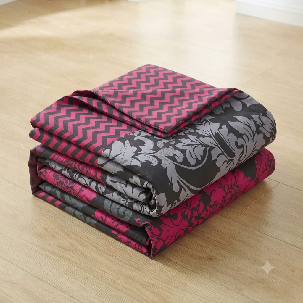 7 Pcs Quilted Comforter Set - Flower