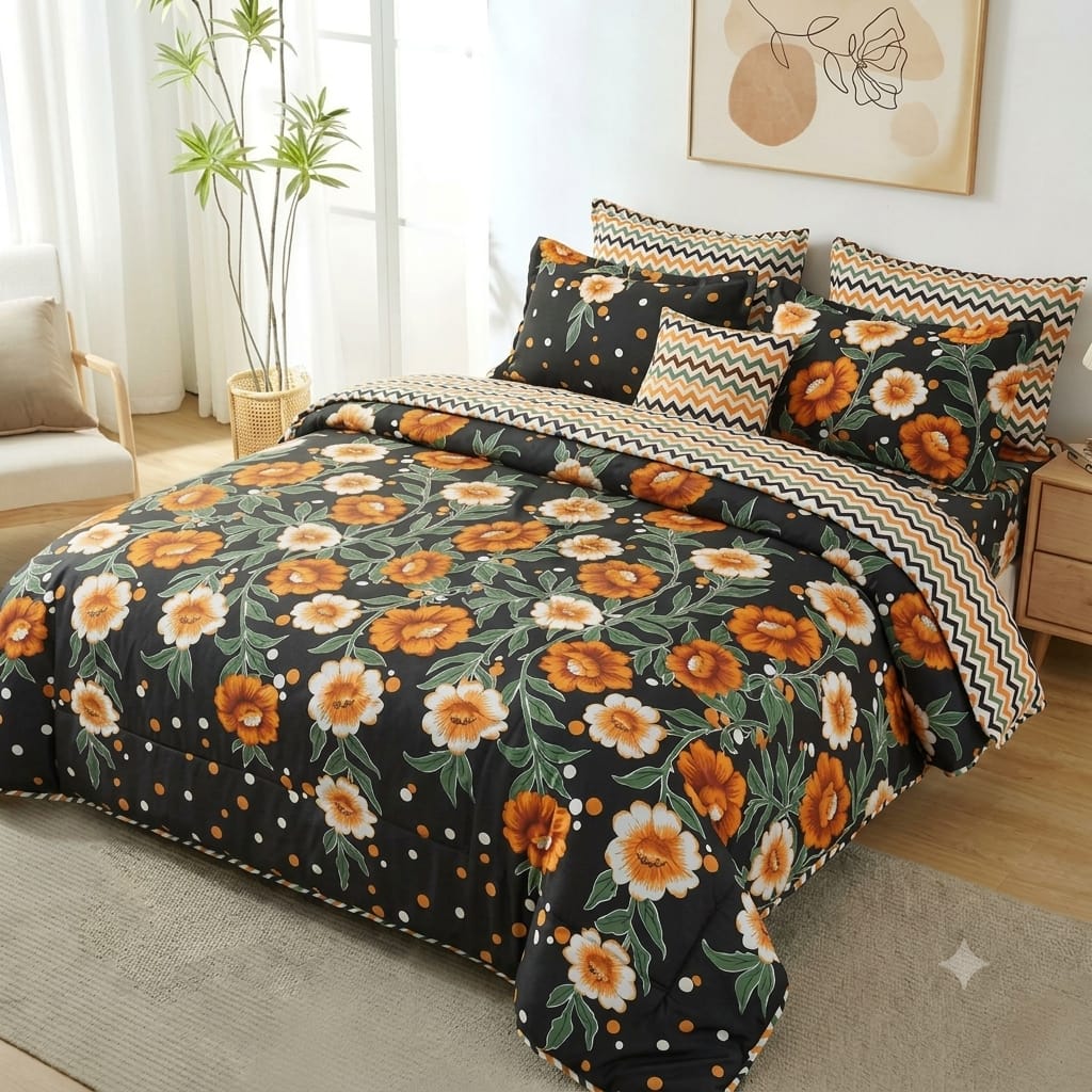 7 Pcs Quilted Comforter Set - Buttercup