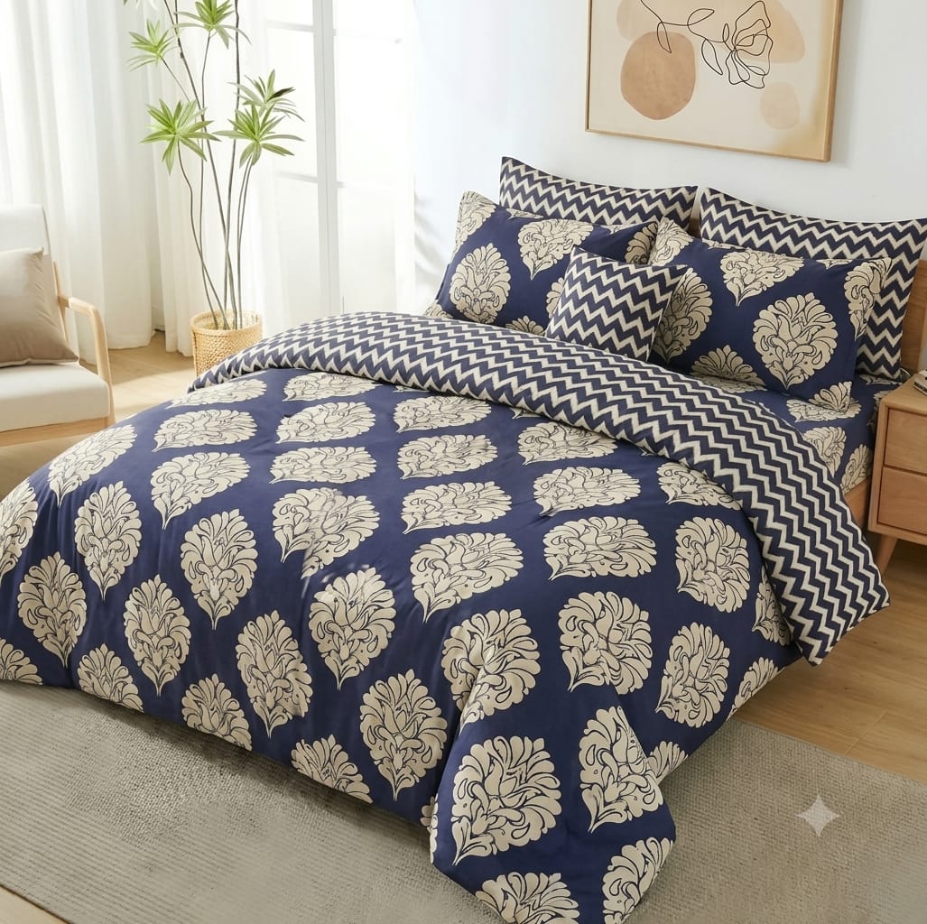 7 Pcs Quilted Comforter Set - Teal Tropics