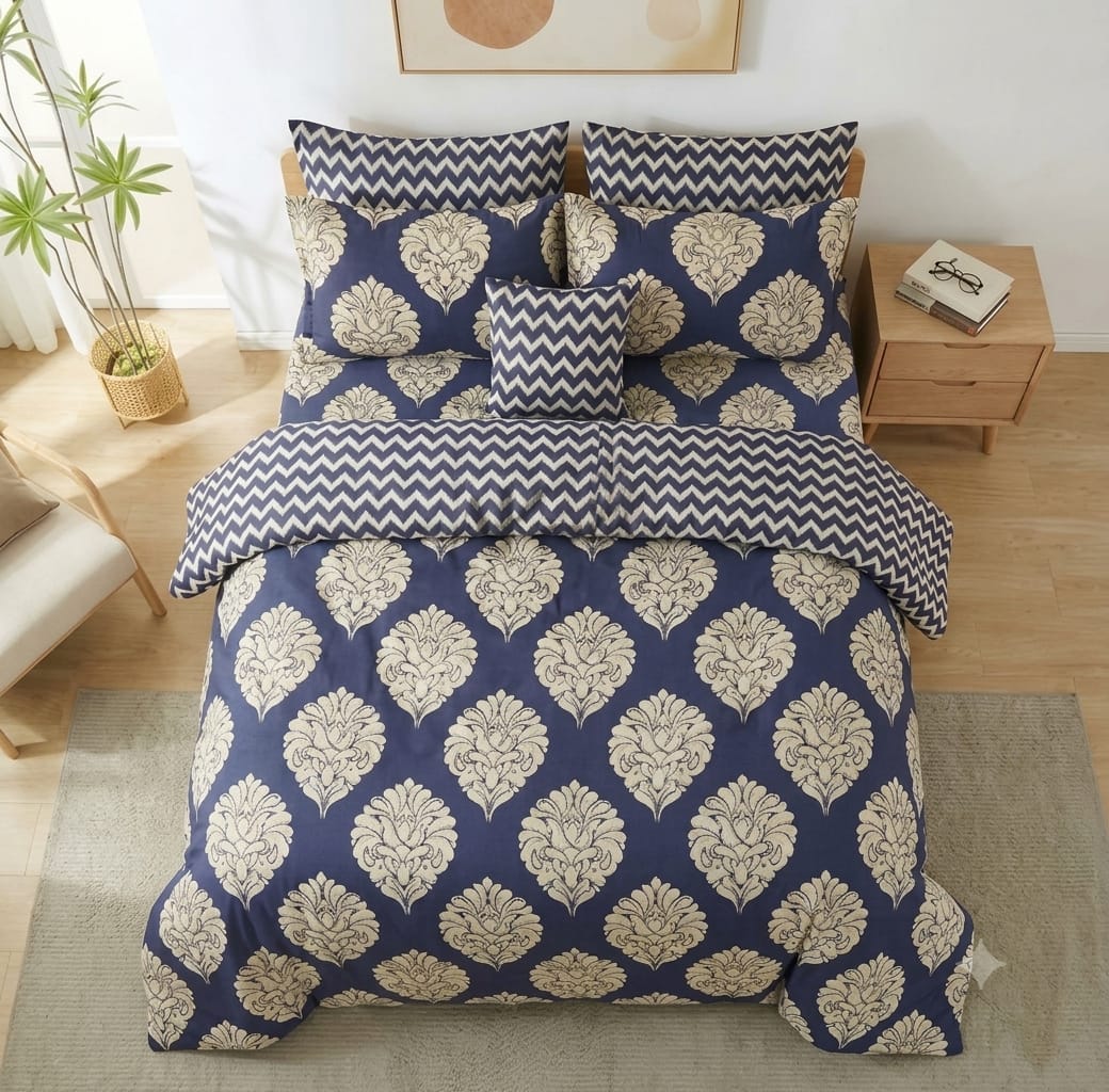 7 Pcs Quilted Comforter Set - Teal Tropics