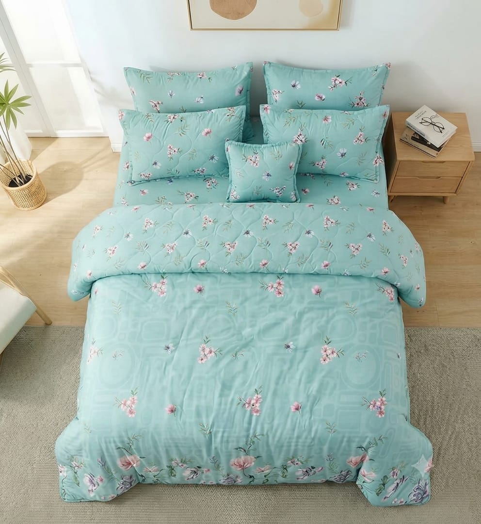 7 Pcs Quilted Comforter Set - Breeze