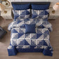 7 Pcs Quilted Comforter Set - Navy Tile