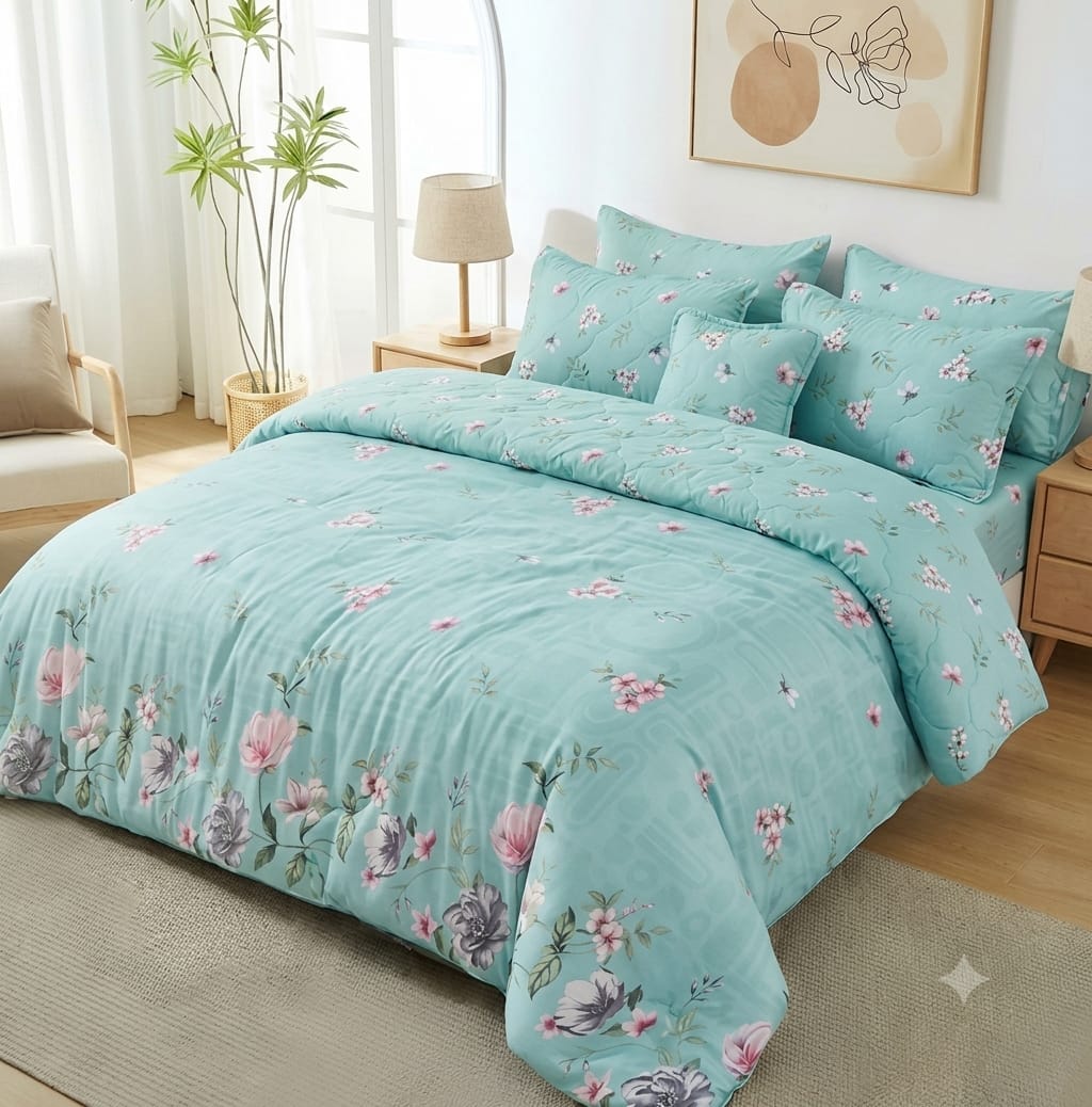 7 Pcs Quilted Comforter Set - Breeze