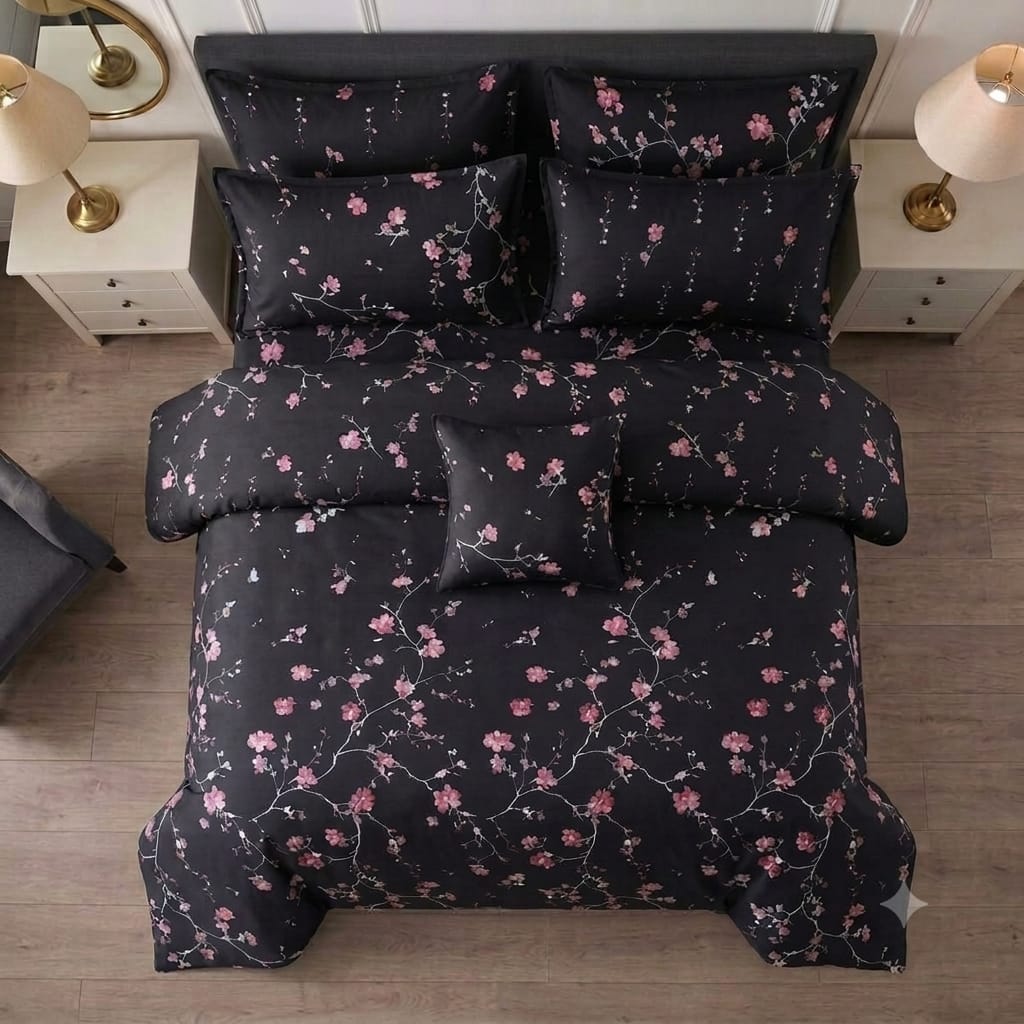 7 Pcs Quilted Comforter Set - Midnight