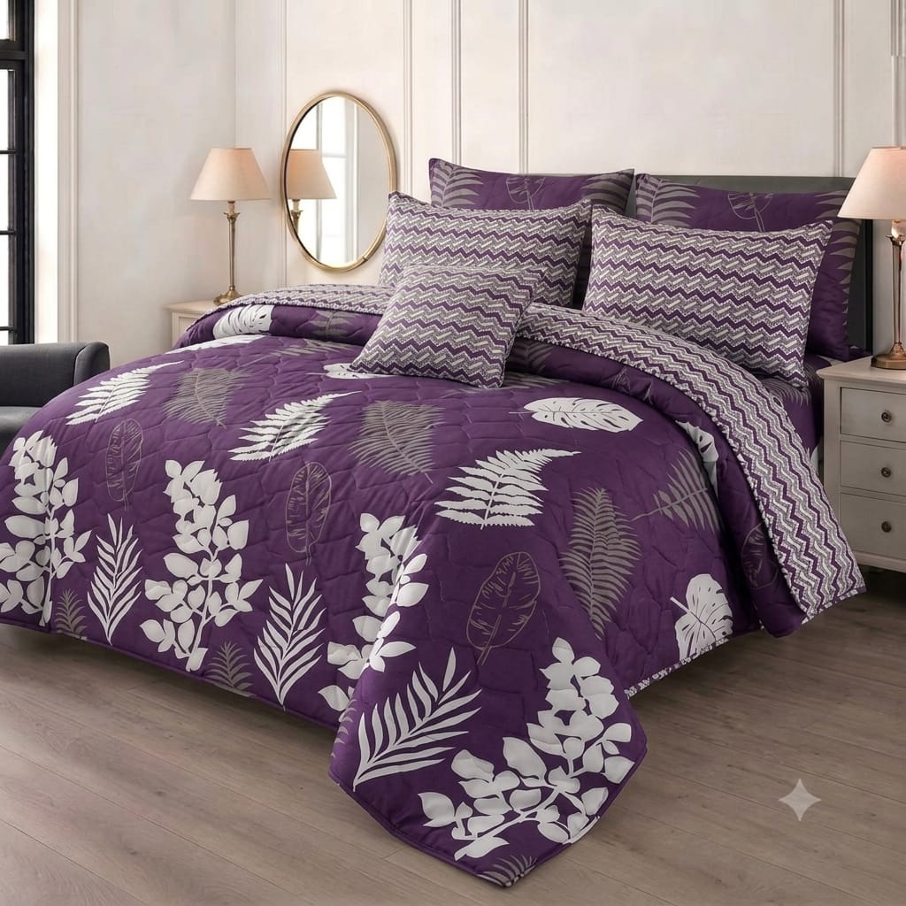 7 Pcs Quilted Comforter Set - Florescent