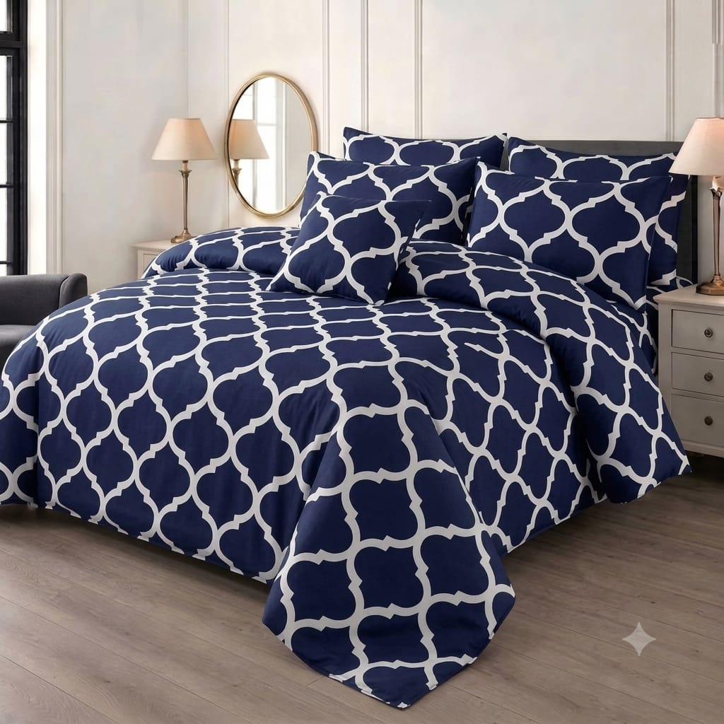 7 Pcs Quilted Comforter Set - Blueline