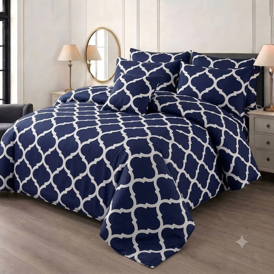 7 Pcs Quilted Comforter Set - Blueline