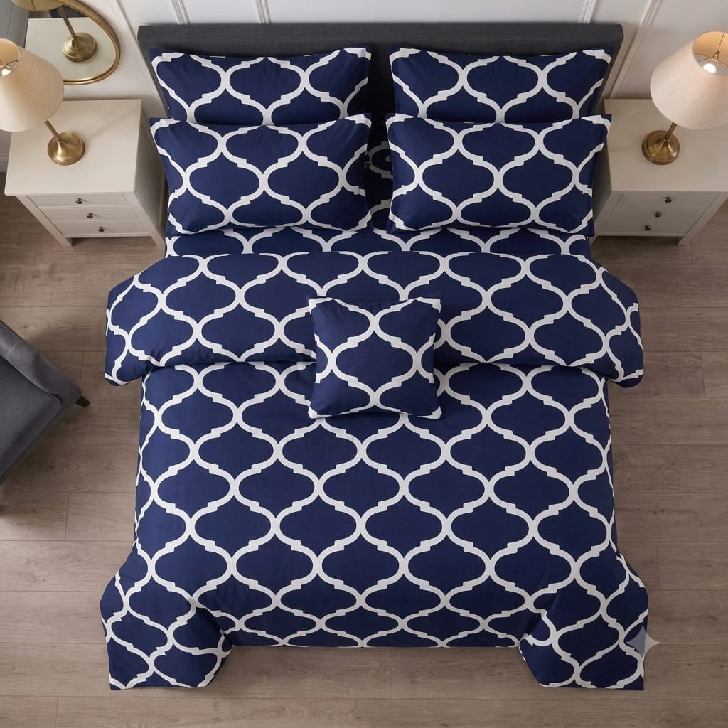 7 Pcs Quilted Comforter Set - Blueline