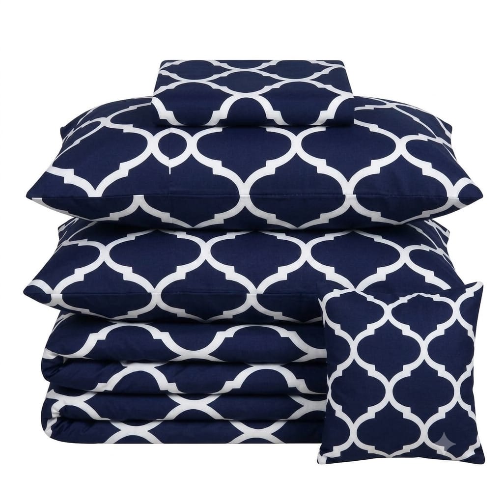 7 Pcs Quilted Comforter Set - Blueline