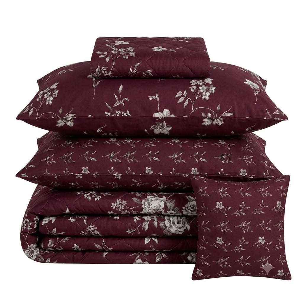 7 Pcs Quilted Comforter Set - Red Balocthe
