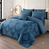 7 Pcs Quilted Comforter Set - Blue Leaf