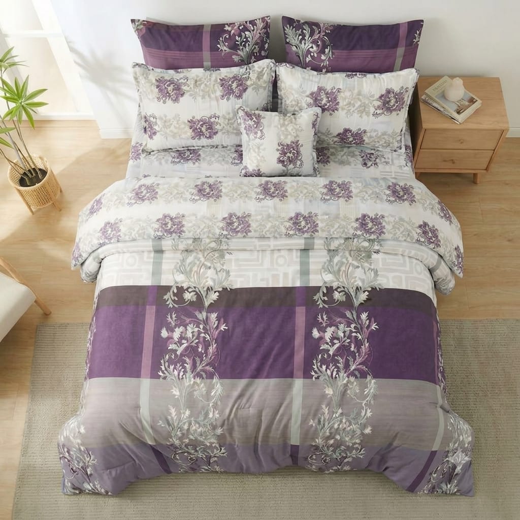 7 Pcs Quilted Comforter Set