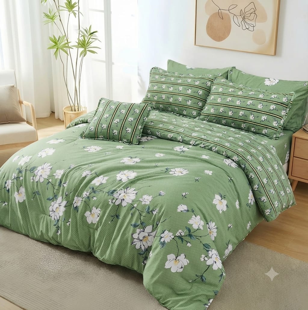 7 Pcs Quilted Comforter Set