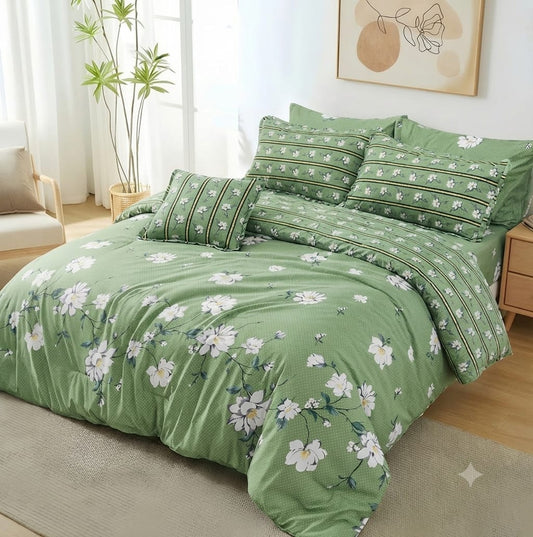 7 Pcs Quilted Comforter Set - Meadow