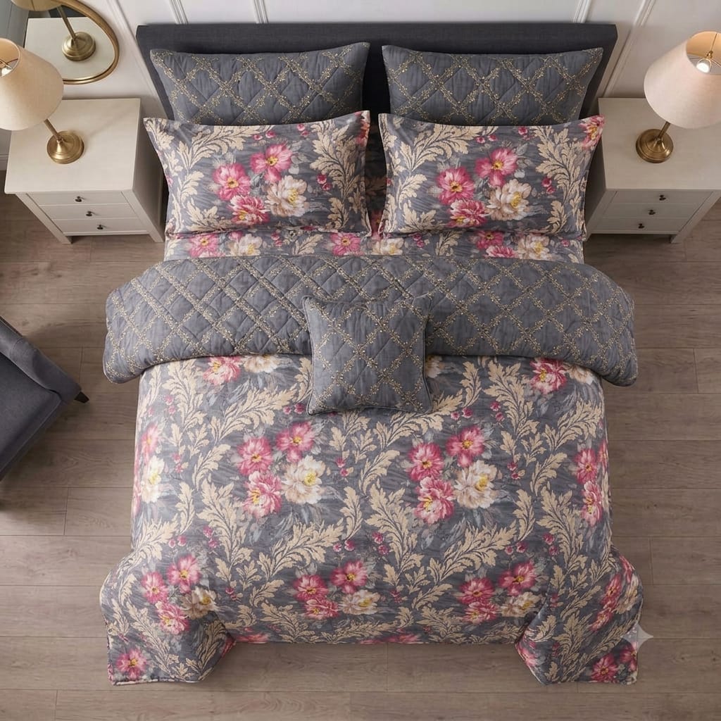 7 Pcs Quilted Comforter Set