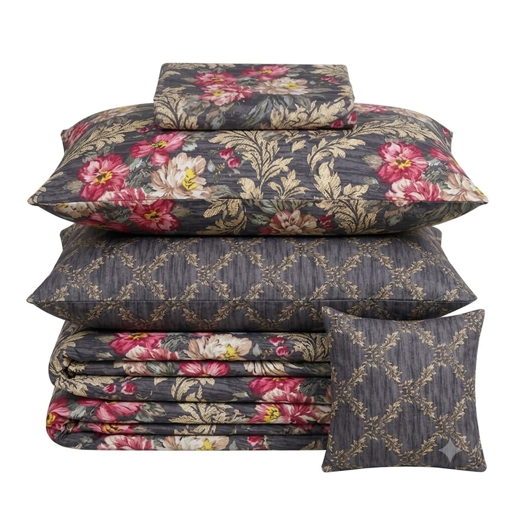 7 Pcs Quilted Comforter Set