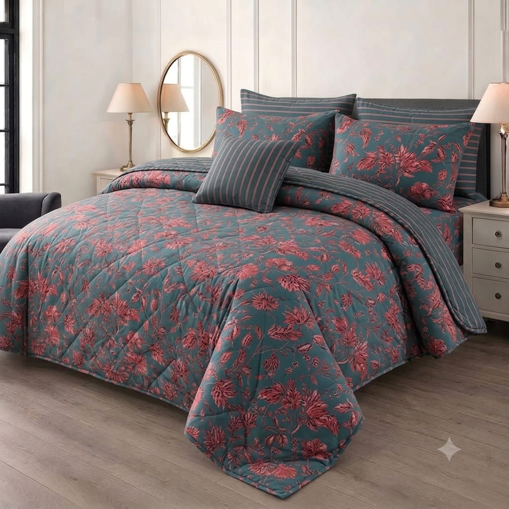 7 Pcs Quilted Comforter Set