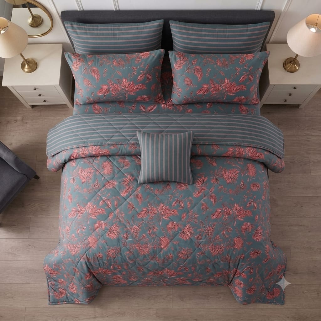 7 Pcs Quilted Comforter Set