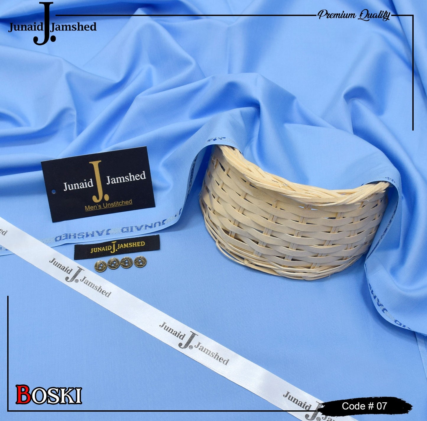 J. Junaid Jamshed wash and Wear Booski - Sky Blue