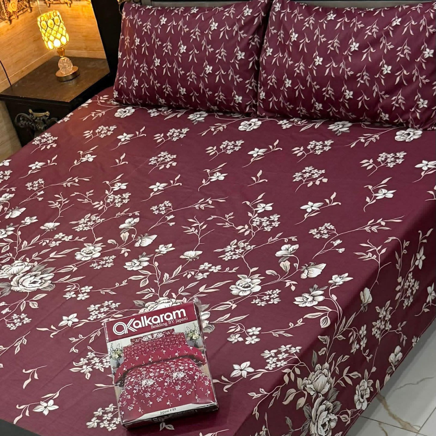 Al karam 3 Pcs Bedsheet - White Bloom