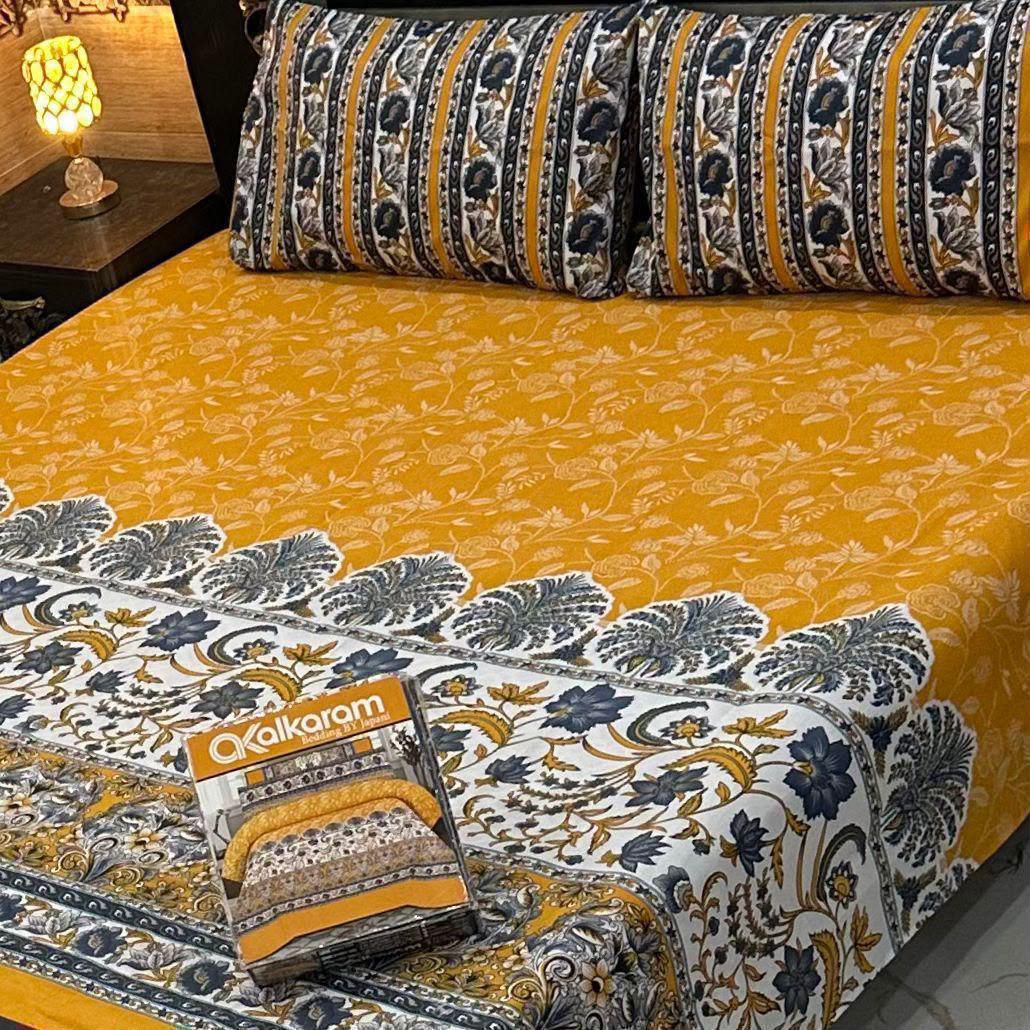 Al karam 3 Pcs Bedsheet - Bumblebee