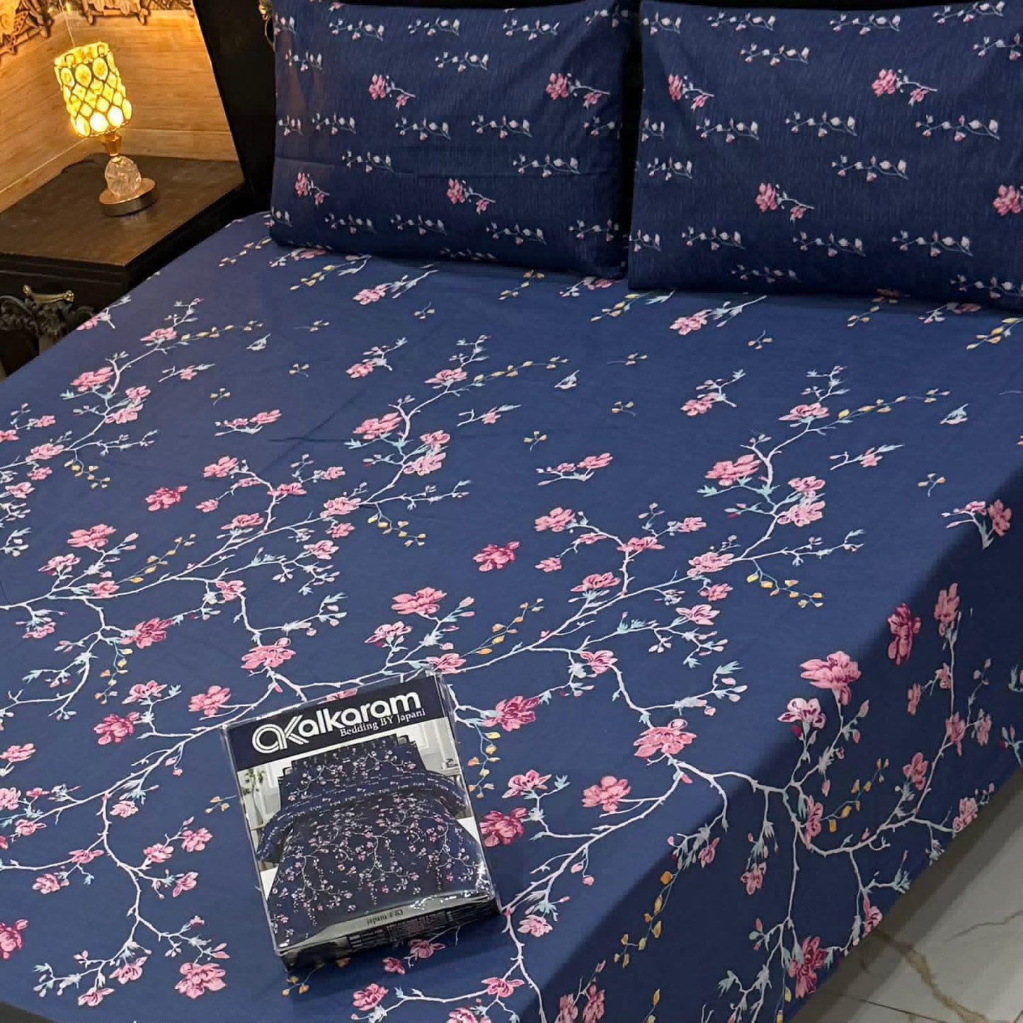 Al karam 3 Pcs Bedsheet - Sky Garden